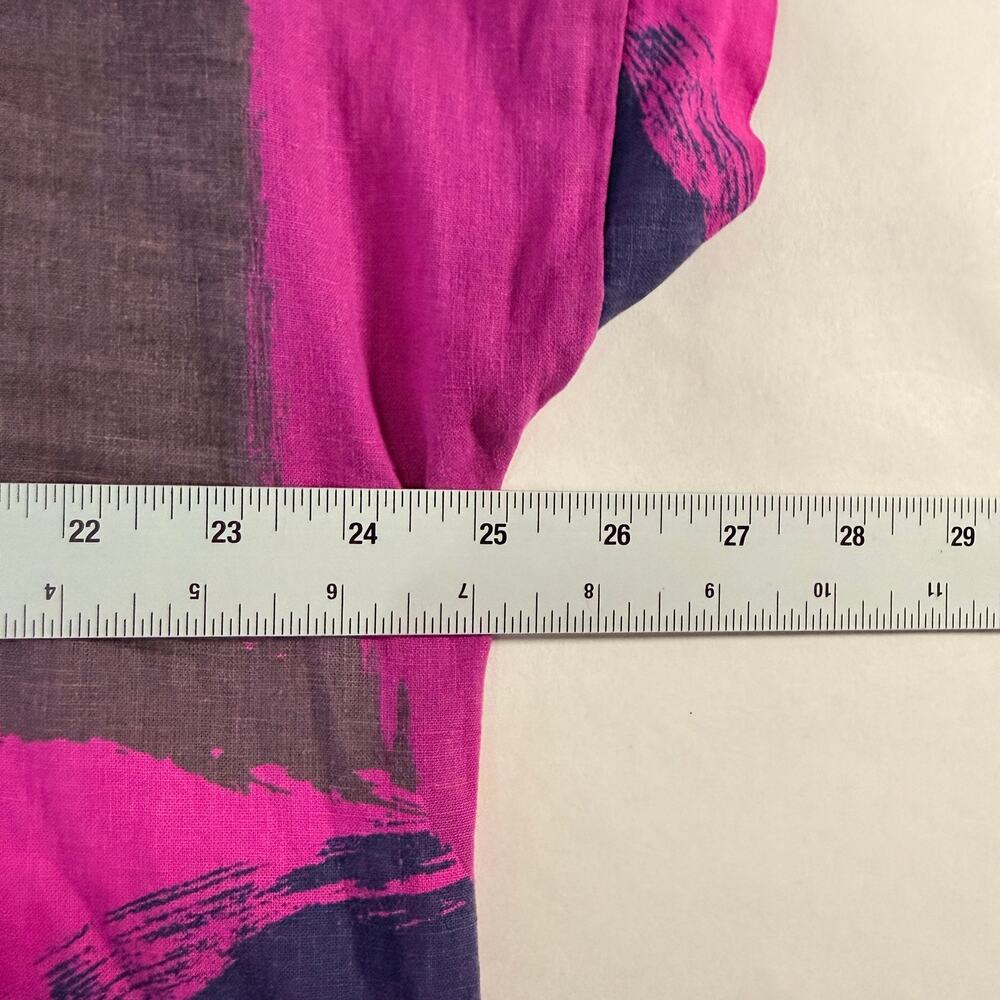 Kaktus Linen Shift Midi Dress 1X Pin Abstract Brushstroke Pattern Made in Italy - Picture 4 of 7